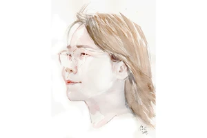 Ký họa chân dung nhà thơ Phùng Thị Hương Ly của họa sĩ Đỗ Hoàng Tường.