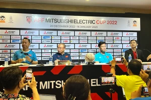 Buổi họp báo của đội tuyển Việt Nam.