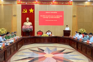 Buổi làm việc của Tổ công tác Đề án 06 của Chính phủ tại Ninh Bình. (Ảnh: Yến Trinh)