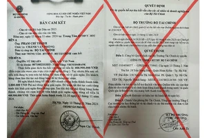 Văn bản giả mạo Bộ Tài chính.