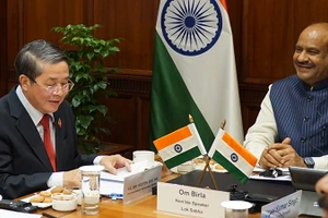  Phó Chủ tịch Quốc hội Nguyễn Đức Hải hội kiến Chủ tịch Hạ viện Ấn Độ Om Birla. Ảnh: Đài Tiếng nói Việt Nam cung cấp