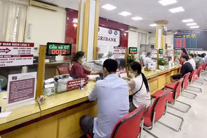 Giao dịch khách hàng tại chi nhánh Agribank.