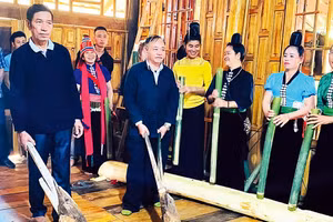 Một số hoạt động trong lao động, sản xuất được tái hiện trong lễ hội. 