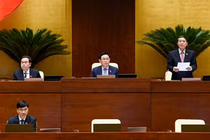 Phó Chủ tịch Quốc hội Nguyễn Ðức Hải điều hành nội dung thảo luận tại phiên họp. (Ảnh DUY LINH)