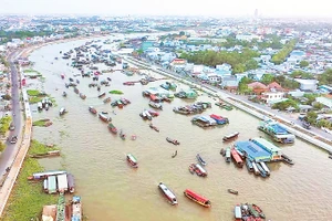 Bờ kè Cái Răng, quận Cái Răng, thành phố Cần Thơ. (Ảnh NGỌC HÂN)