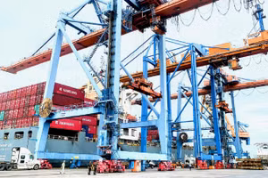Hoạt động dịch vụ cảng biển, logistics phát triển, đóng góp tích cực cho tăng trưởng kinh tế mạnh mẽ của thành phố Hải Phòng. (Ảnh NGÔ QUANG DŨNG)