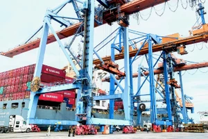 Hoạt động dịch vụ cảng biển, logistics phát triển, đóng góp tích cực cho tăng trưởng kinh tế mạnh mẽ của thành phố Hải Phòng. (Ảnh NGÔ QUANG DŨNG)