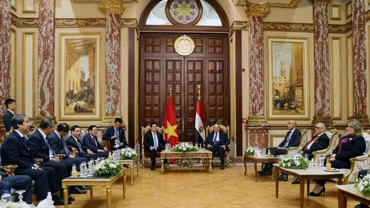 Chủ tịch nước Lương Cường hội kiến Chủ tịch Thượng viện Ai Cập Abdel-Wahab Abdel-Razeq.