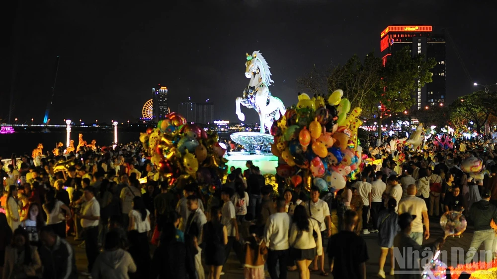 Đường hoa Bạch Đằng thành phố Đà Nẵng đêm 16/2 (29 Tết).