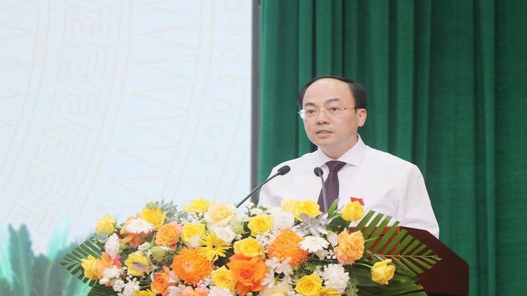 Chủ tịch Hội đồng nhân dân tỉnh Thái Nguyên Nguyễn Đăng Bình phát biểu khai mạc kỳ họp. (Ảnh: TUẤN SƠN). 30.jpg