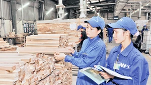 Sản xuất đồ gỗ xuất khẩu ở Công ty CP lâm sản Nam Định (Nam Định). Ảnh: Anh Đức