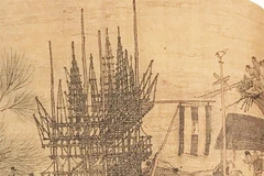 Mô tả giàn giáo tre trong bức tranh "Thanh minh thượng hà đồ". Ảnh: WIKIPEDIA