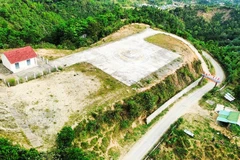 Bãi đáp trực thăng ở xã Phước Thành nhìn từ trên cao.