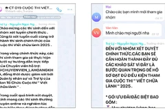 Nội dung lừa đảo từ kênh giả mạo cuộc thi “Viết chữa lành” của BOOKAS. Ảnh: Các nạn nhân cung cấp