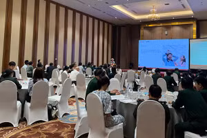 Toàn cảnh hội thảo Lồng ghép giới trong các hoạt động khắc phục hậu quả bom mìn sau chiến tranh ở Việt Nam.