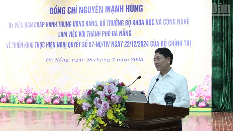 Bộ trưởng Khoa học và Công nghệ Nguyễn Mạnh Hùng phát biểu. ndo_tr_bo-truong-khcn.jpg