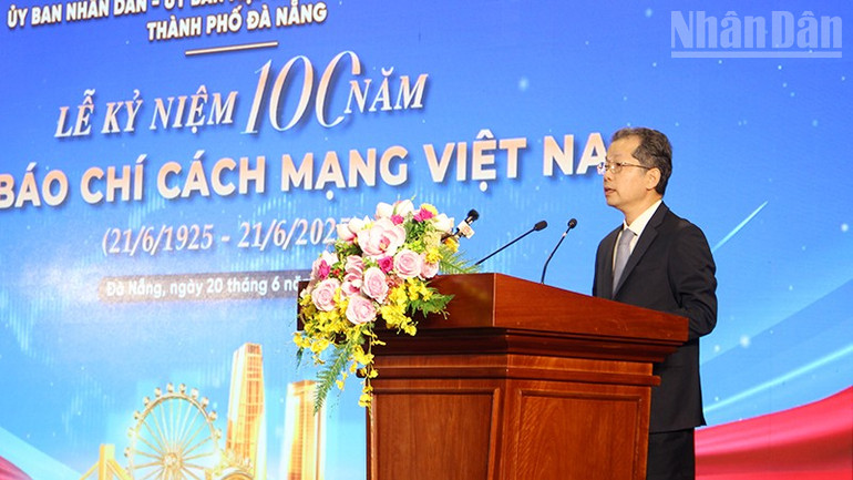 Bí thư Thành ủy Đà Nẵng Nguyễn Văn Quảng phát biểu tại buổi lễ. ndo_tr_a-quang.jpg