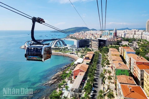 Năm 2025, Ban Chấp hành Đảng bộ tỉnh An Giang đã chỉ đạo hoàn thành 24/26 chỉ tiêu chủ yếu. (Trong ảnh: Cáp treo Hòn Thơm, đặc khu Phú Quốc) 