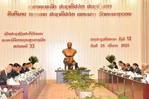 Quang cảnh Hội nghị lần thứ 12 Ban Chấp hành Trung ương Đảng Nhân dân Cách mạng Lào khóa XI. (Ảnh: Báo Pasaxon)