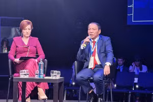 Bộ trưởng Văn hóa, Thể thao và Du lịch Nguyễn Văn Hùng phát biểu tại Hội nghị MONDIACULT 2025. (Ảnh: Bộ Văn hóa, Thể thao và Du lịch)