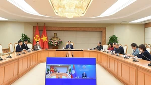 Quang cảnh cuộc điện đàm. (Ảnh: Bộ Ngoại giao)