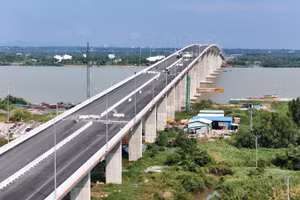 Cầu Nhơn Trạch, thuộc Dự án thành phần 1A, Vành đai 3 Thành phố Hồ Chí Minh hoàn thành và đưa vào khai thác tháng 8/2025 với quy mô 4 làn xe. (Ảnh: VÕ LÊ)