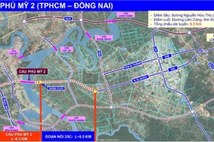 Cầu Phú Mỹ 2 kết nối giữa Thành phố Hồ Chí Minh và sân bay Quốc tế Long Thành, cũng như kết nối với vùng Đông nam bộ. (Nguồn: Sở Xây dựng Thành phố Hồ Chí Minh)