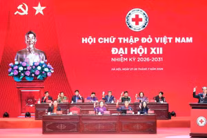 Đại hội đại biểu toàn quốc Hội Chữ thập đỏ Việt Nam lần thứ XII tiến hành phiên làm việc thứ nhất. (Ảnh: HỒNG LOAN)