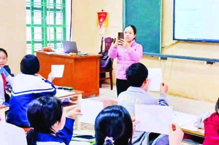 Một phòng học thông minh ở huyện Quỳnh Phụ (tỉnh Thái Bình).