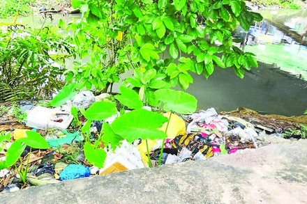 Rác thải tràn ngập hai bên bờ nhiều con rạch ở ngay giữa trung tâm thành phố.