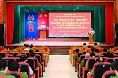 Quang cảnh Tọa đàm khoa học - thực tiễn do Công an thành phố Hải Phòng phối hợp với Học viện An ninh nhân dân tổ chức.