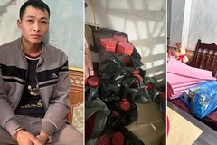 Đối tượng Đoàn Sỹ Duy và tang vật vụ án. (Ảnh: Công an Hải Phòng)