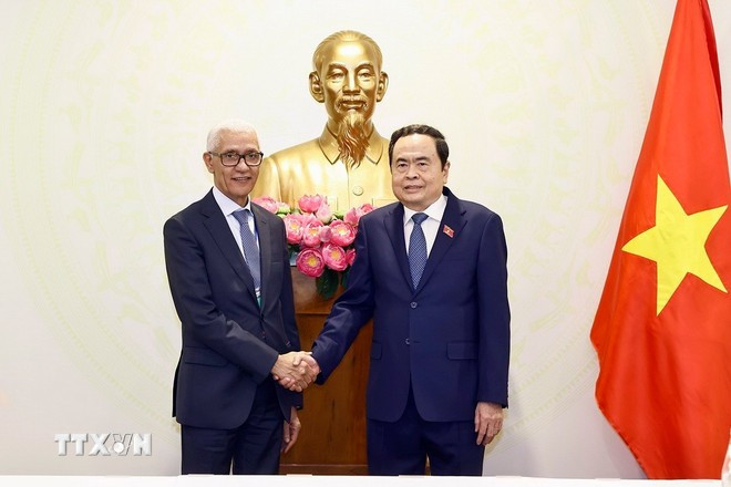 Chủ tịch Quốc hội Trần Thanh Mẫn tiếp Chủ tịch Hạ viện Morocco Rachid Talbi El Alami chiều 21/1/2025, tại thành phố Cần Thơ. (Ảnh: Doãn Tấn/TTXVN) Chủ tịch Quốc hội Trần Thanh Mẫn tiếp Chủ tịch Hạ viện Morocco Rachid Talbi El Alami chiều 21/1/2025, tại thành phố Cần Thơ. (Ảnh: Doãn Tấn/TTXVN)