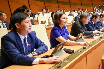 Tại kỳ họp thứ 7, Quốc hội đã thông qua Luật sửa đổi, bổ sung một số điều của Luật Đất đai số 31/2024/QH15, Luật Nhà ở số 27/2023/QH15, Luật Kinh doanh bất động sản số 29/2023/QH15, Luật Các tổ chức tín dụng số 32/2024/QH15. (Ảnh: ĐĂNG ANH)