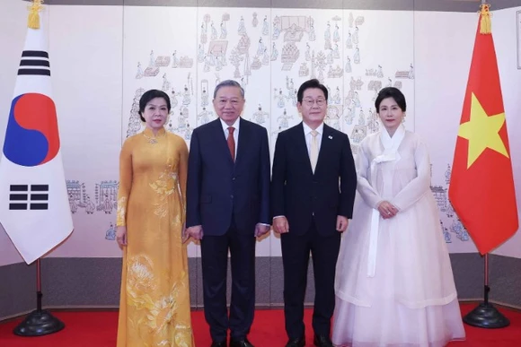 Lễ đón Tổng Bí thư Tô Lâm và Phu nhân thăm cấp Nhà nước Hàn Quốc. (Ảnh: TTXVN)