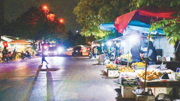 Hoạt động kinh doanh, buôn bán tại chợ cóc ở Khu đô thị Đặng Xá, xã Thuận An. (Ảnh BẢO LONG)