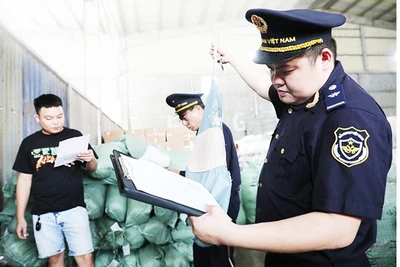 Kiểm tra hàng nhập khẩu tại Cửa khẩu Hữu Nghị (Lạng Sơn). Ảnh: KHIẾU MINH