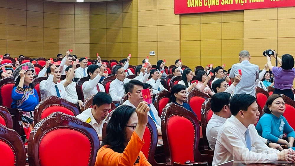 Các đại biểu thông qua Nghị quyết kỳ họp thứ Nhất. ndo_br_img-5806.jpg