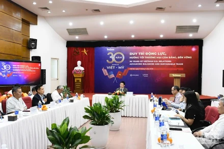 Toàn cảnh Tọa đàm “30 năm quan hệ Việt - Mỹ: Duy trì động lực, hướng tới thương mại cân bằng, bền vững”. (Ảnh: KHÁNH LAN)