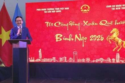 Đại sứ Đỗ Hùng Việt, Trưởng Phái đoàn Thường trực Việt Nam tại Liên hợp quốc phát biểu tại chương trình. (Ảnh do Phái đoàn Thường trực Việt Nam tại Liên hợp quốc cung cấp)