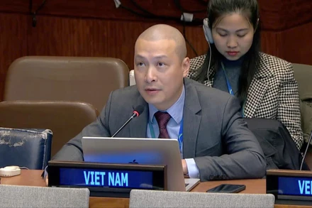 Công sứ Nguyễn Hoàng Nguyên, Phó Trưởng Phái đoàn thường trực Việt Nam tại Liên hợp quốc chia sẻ tại Khóa họp lần thứ 64 của Ủy ban Phát triển xã hội Liên hợp quốc.