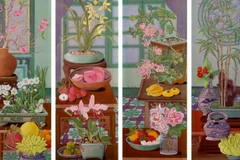 Một trích đoạn từ bộ tranh "Những mùa hy vọng" của họa sĩ Vũ Thùy Mai.