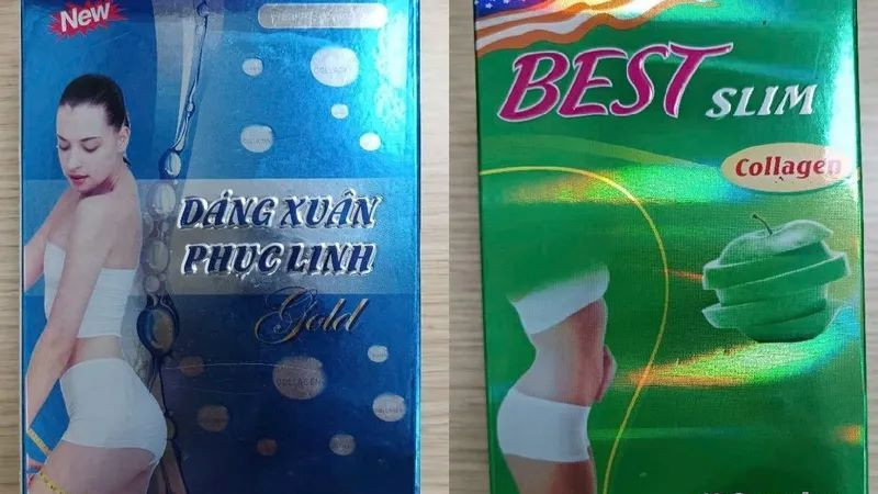 Hai mẫu thực phẩm bảo vệ sức khỏe kiểm nghiệm có chứa chất cấm sibutramine. (Ảnh: VFA)