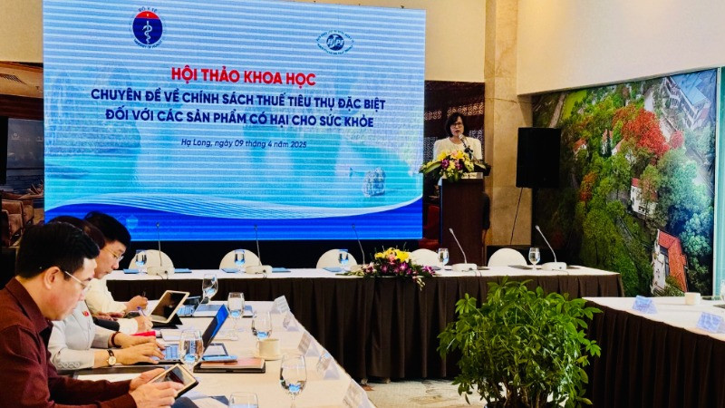 Tiến sĩ Nguyễn Khánh Phương, Viện trưởng Viện Chiến lược và Chính sách y tế trao đổi tại hội thảo.