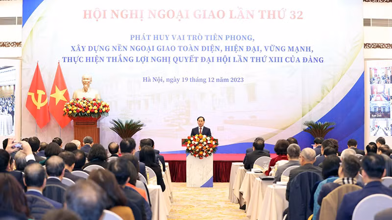 Phiên khai mạc Hội nghị Ngoại giao lần thứ 32. (Ảnh NGỌC CHÂU)