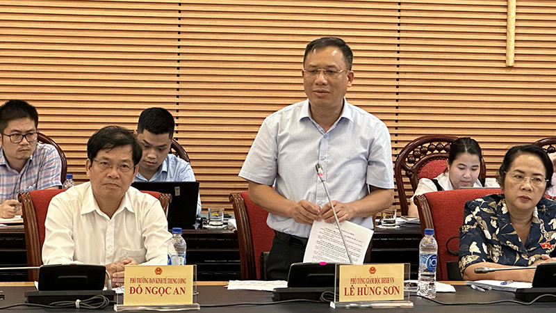 Đại diện Bảo hiểm xã hội Việt Nam phát biểu tại buổi làm việc.