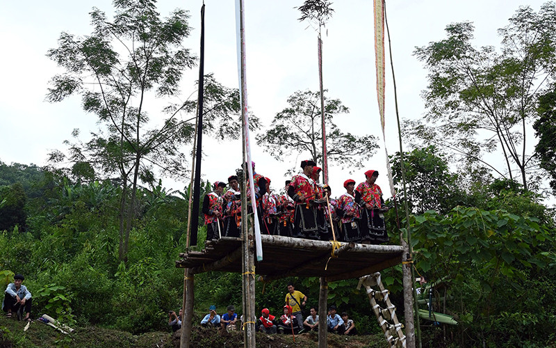 Nghi lễ cấp sắc 12 đèn của đồng bào dân tộc Dao tại xã Hoa Thám, huyện Nguyên Bình, tỉnh Cao Bằng. (Ảnh Đăng Anh)