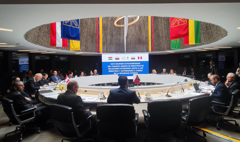 Cuộc họp bất thường lần thứ XXIV của Hội đồng Bộ trưởng Ngoại giao Andes cùng với các Bộ trưởng và cơ quan phụ trách An ninh nội địa, ngày 21/1/2024. Ảnh: comunidadandina.org