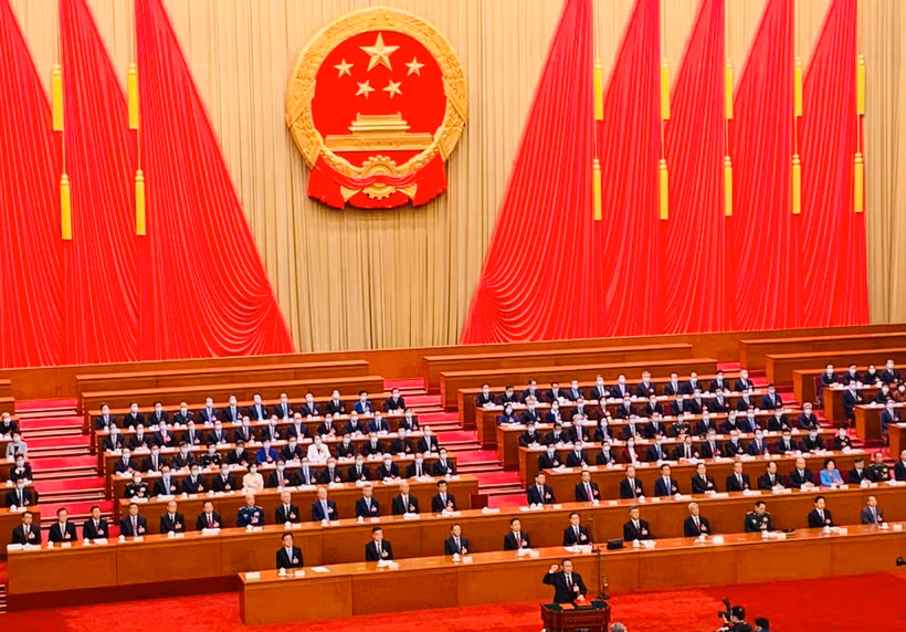 Tân Thủ tướng Trung Quốc Lý Cường tuyên thệ nhậm chức. (Ảnh: HỮU HƯNG)