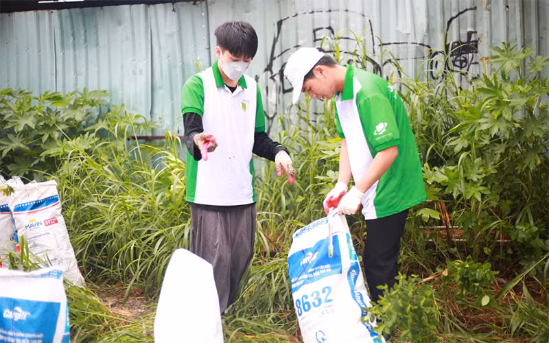 Sinh viên Trường đại học Mở Thành phố Hồ Chí Minh tham gia các hoạt động bảo vệ môi trường. 